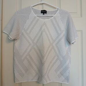 EMPORIO ARMANI Triangular Design White And Black Men's Shirt, Size Large (L)